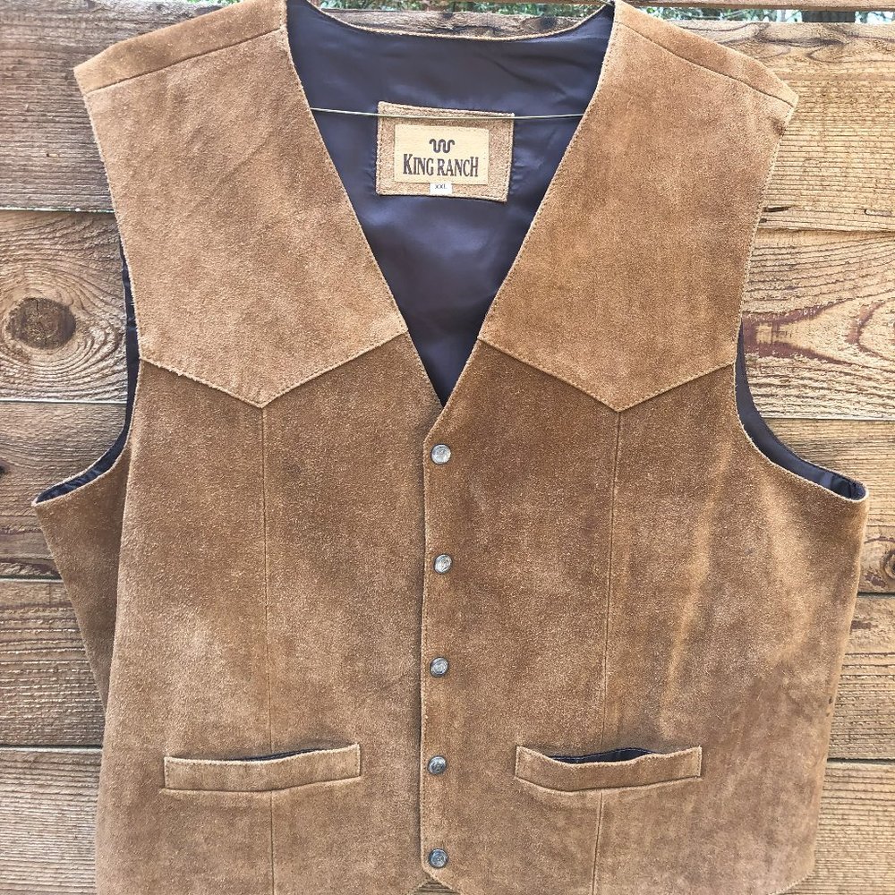 Men's KING RANCH XXL Brown Suede Leather Western Vest